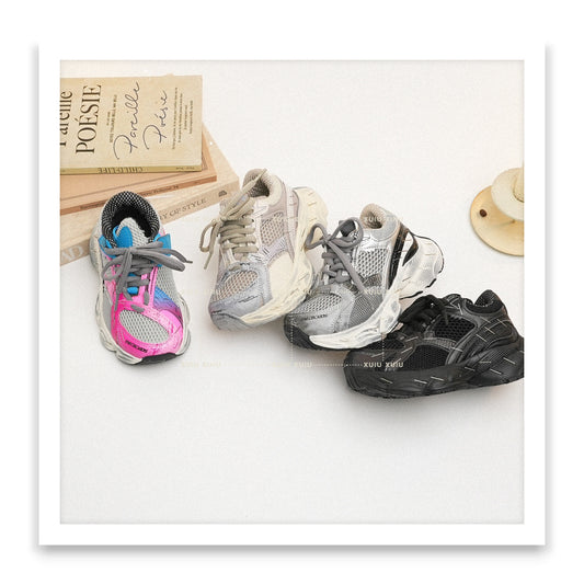 Women's & Men's Paris Stitching Needle Clunky Velcro Kid's Sneakers