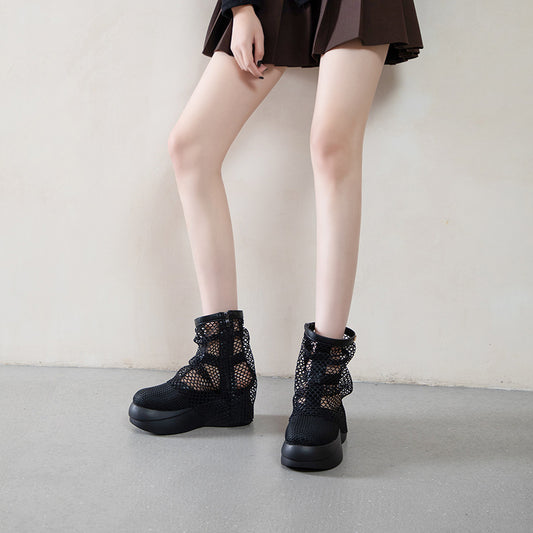 Women's Thick-soled White Skinny Western Style Small Boots