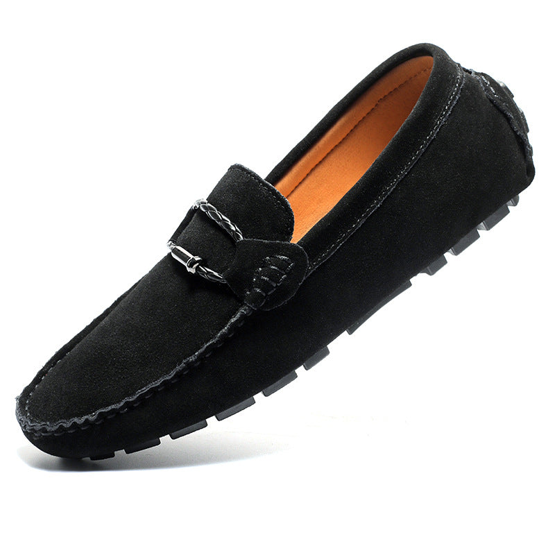 Men's Belt Buckle Leisure Slip On Suede Casual Shoes