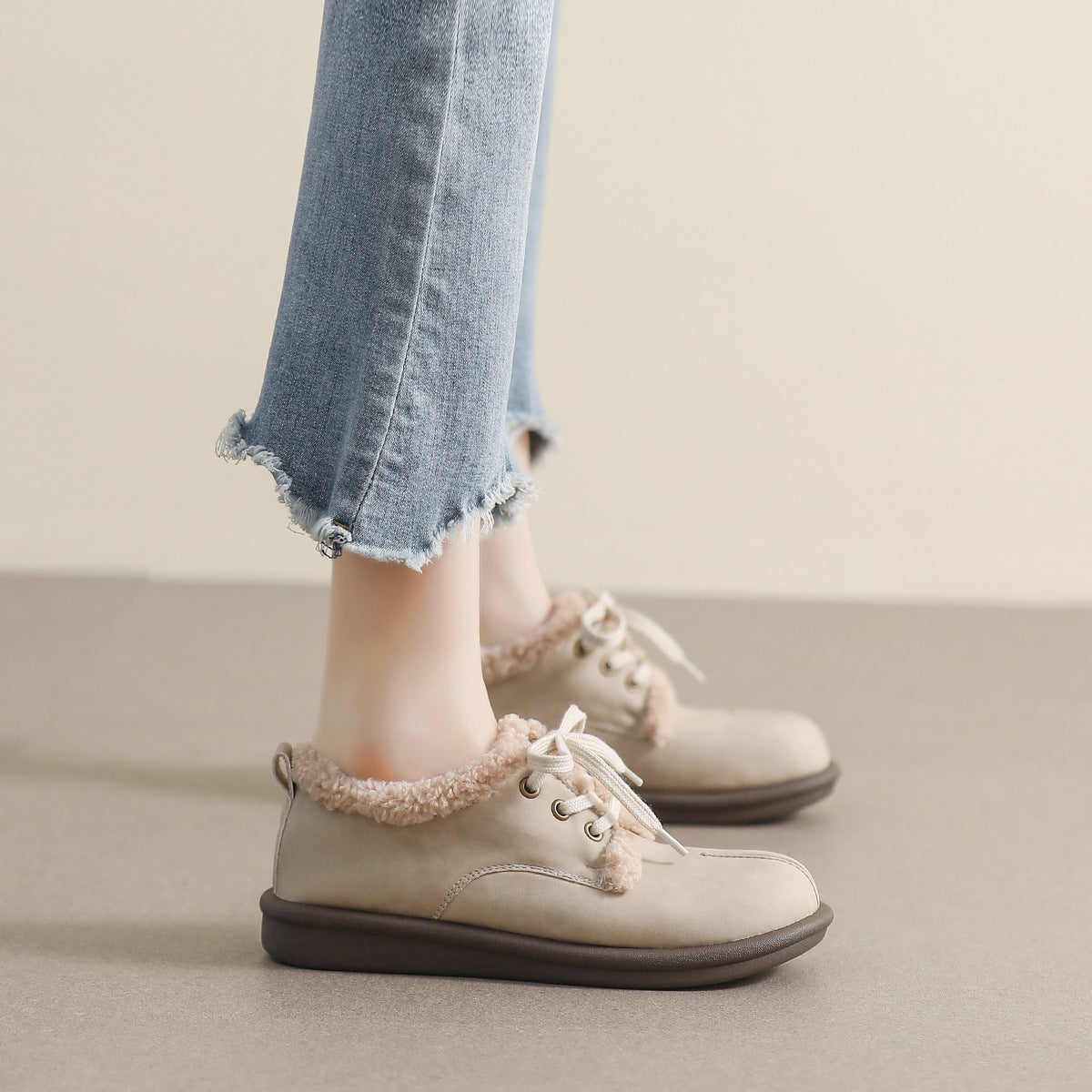 Women's Fluffy Outer Wear Winter Pumps Fleece-lined Loafers
