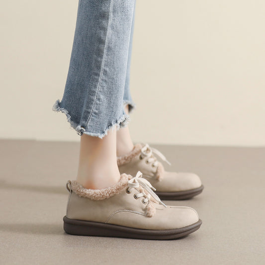 Women's Fluffy Outer Wear Winter Pumps Fleece-lined Loafers