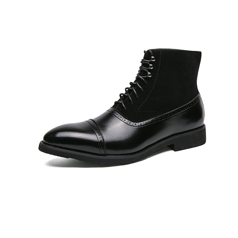 Men's Business Middle Tube Large Size Personalized Brushed Boots