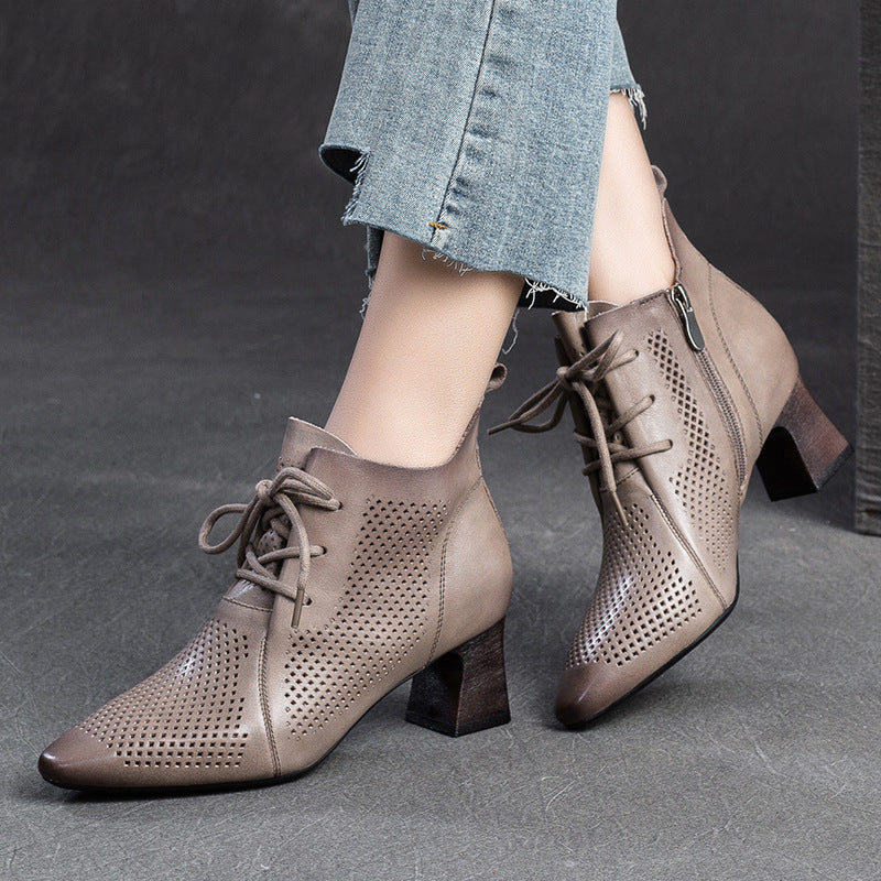 Women's Shu Chun Pointed Toe Small High Breathable Hollow Heels