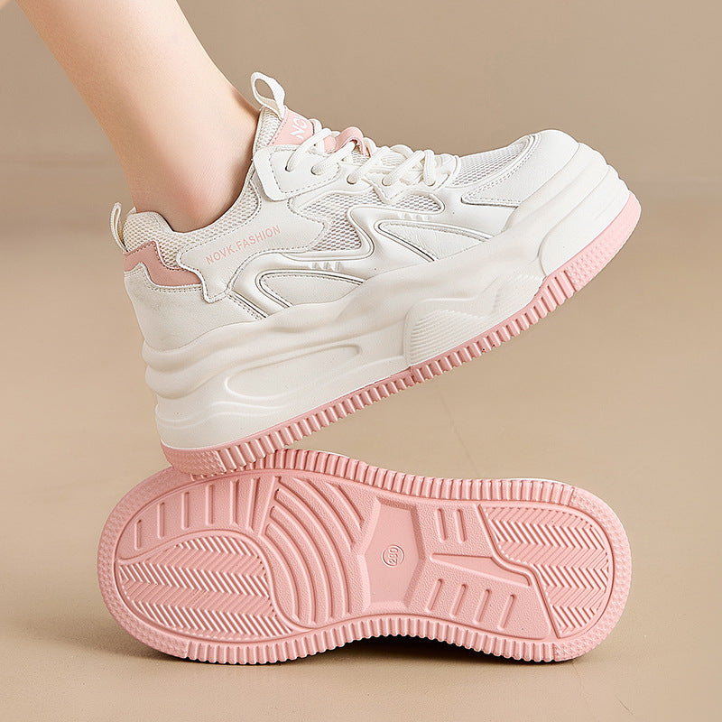 Women's Small Round Head Platform White Trendy Sneakers