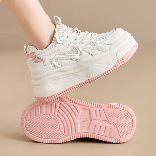 Women's Small Round Head Platform White Trendy Sneakers