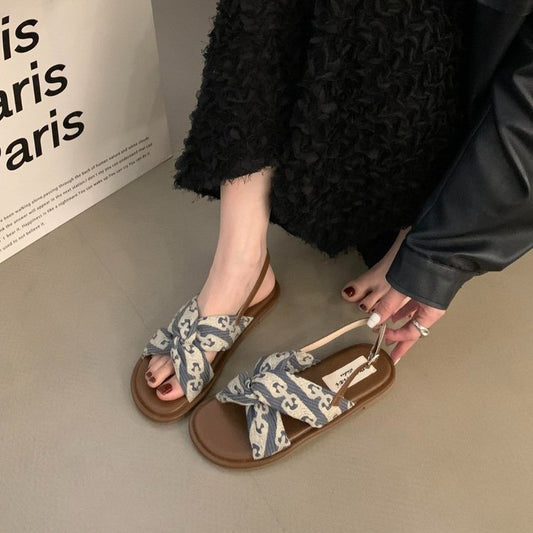 Women's French Style Flat Roman Summer Outer Wear Skirt Fairy Sandals