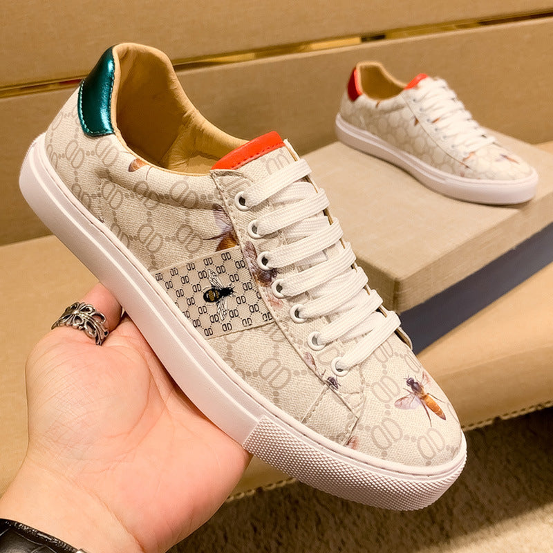 Women's & Men's Little Bee White Board High Version Sneakers