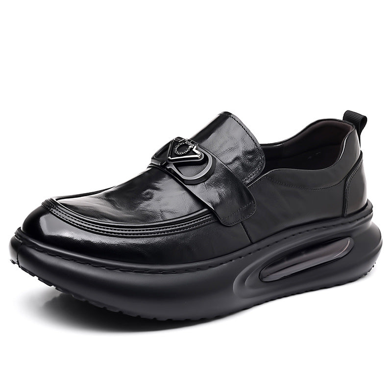 Men's Layer Cowhide Walking Genuine Business Breathable Trendy Casual Shoes