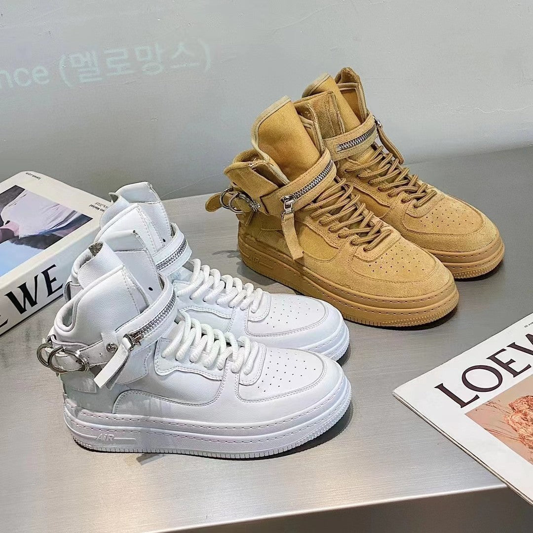 Women's Authentic White Versatile Sports Platform Fashionable Sneakers