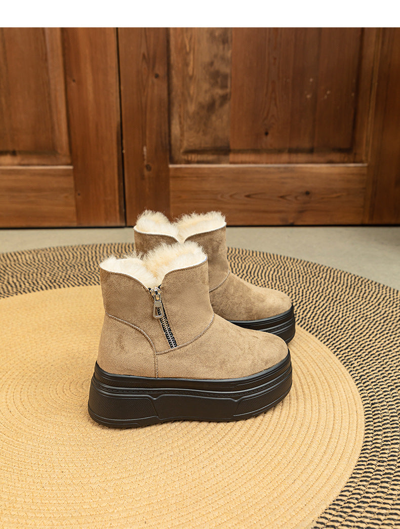 Women's Heightening Thickening Wool Fluffy Cotton Winter Snow Boots