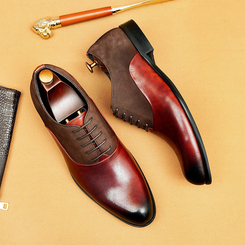 Men's British Patchwork Processing Business Formal Retro Leather Shoes