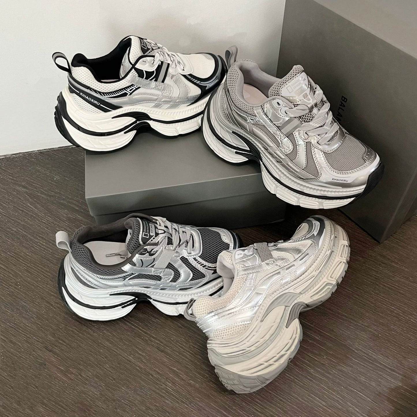 Women's Heightened Daddy Mesh Breathable Outdoor Leisure Sneakers