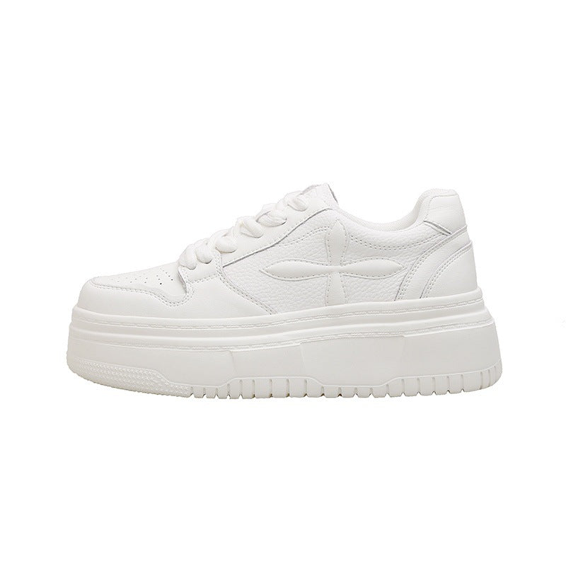 Women's Su Genuine Thick Bottom Breathable White Round Sneakers