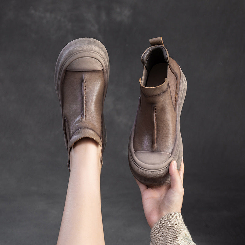Women's Bottom Retro Distressed Hand-rub Color Single-layer Casual Shoes