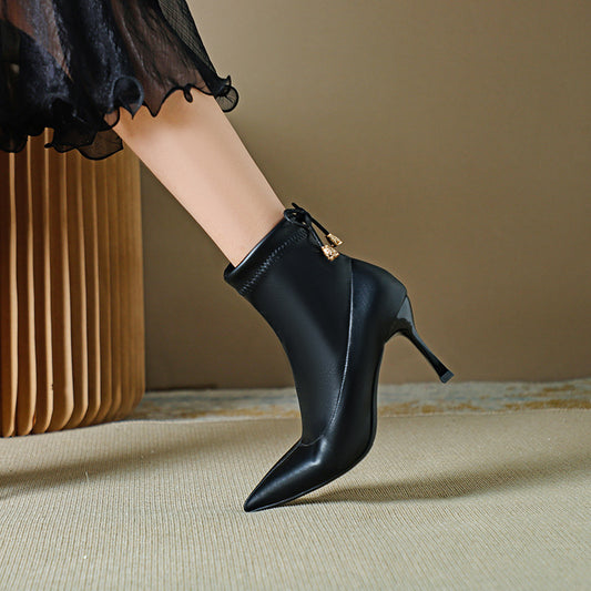 Booties Pointed Stiletto Versatile Skinny High Boots