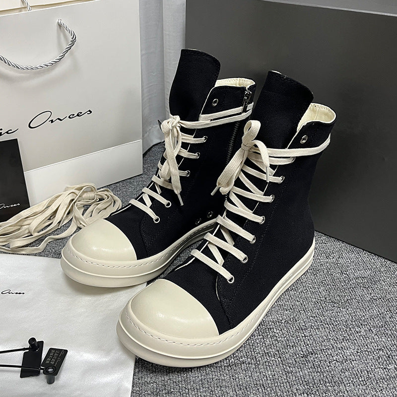 Men's Thick-soled Round Head Leisure Board Plus Canvas Shoes