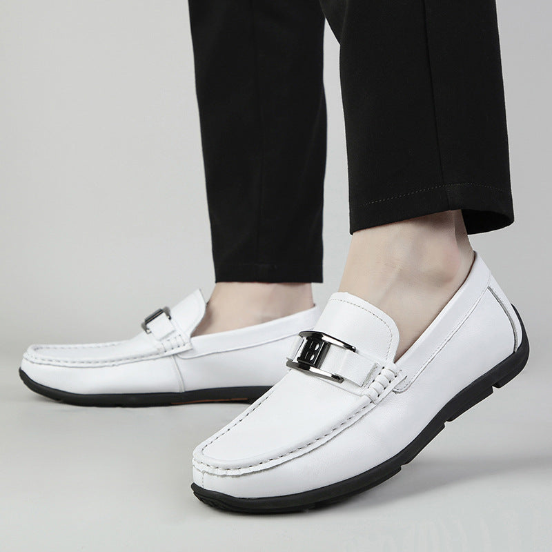 Men's First Layer Cowhide White Genuine Slip-on Loafers