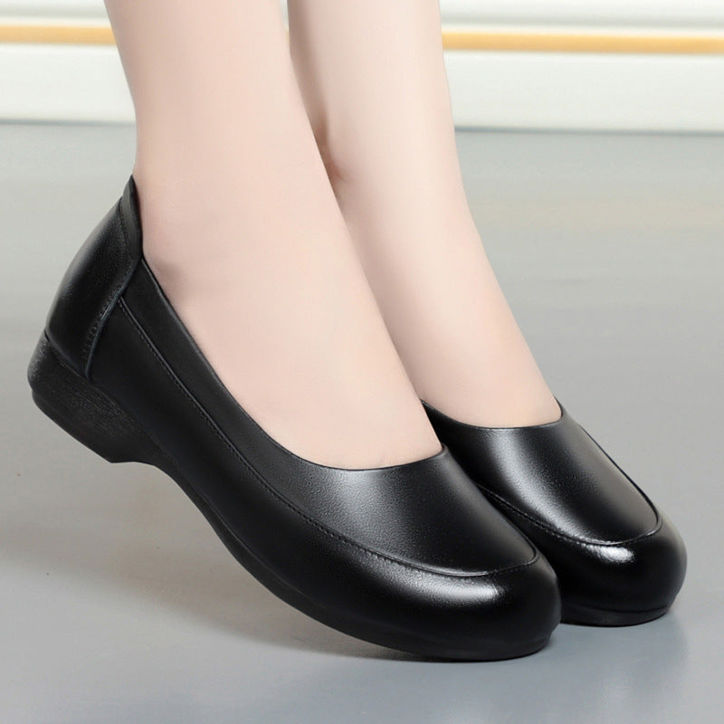 Women's Pumps Genuine Tendon Bottom Soft Comfortable Flat Leather Shoes