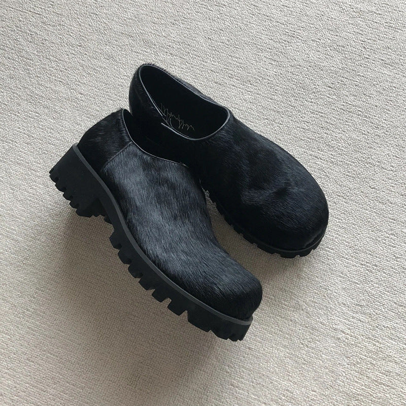 Women's & Men's Paris Big Head Derby Platform Slip-on Increased Warped Loafers