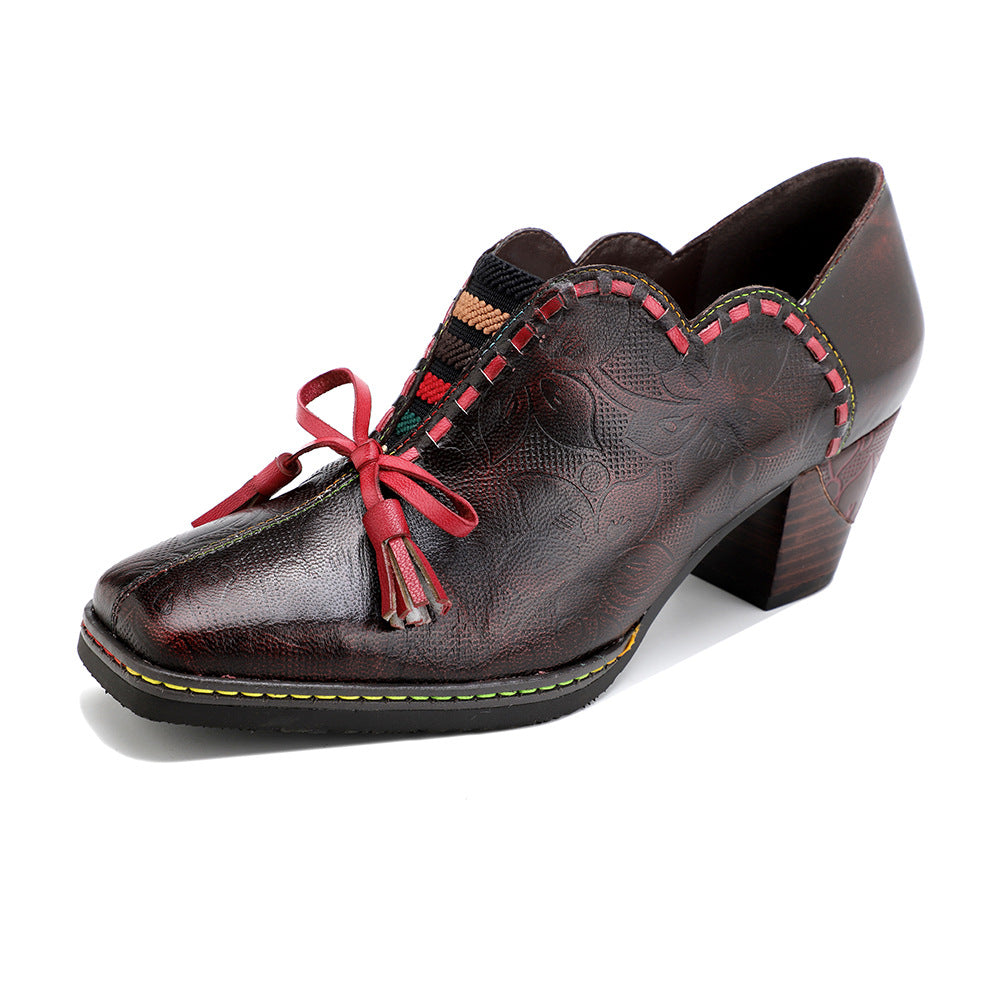 Spring Bowknot Tassel Retro Palace Style Women's Shoes