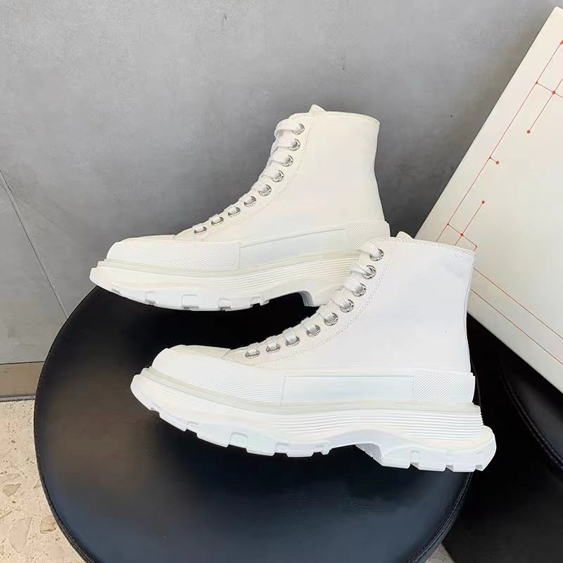 Women's Mcqueen Platform Autumn White Heightened Daddy Canvas Shoes