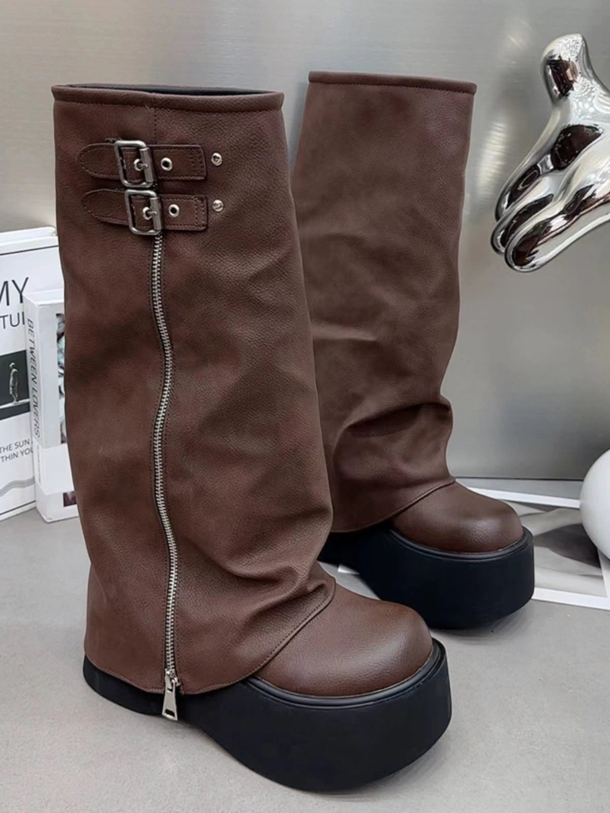 Women's The Bottom Brown Summer Thick Leg Boots