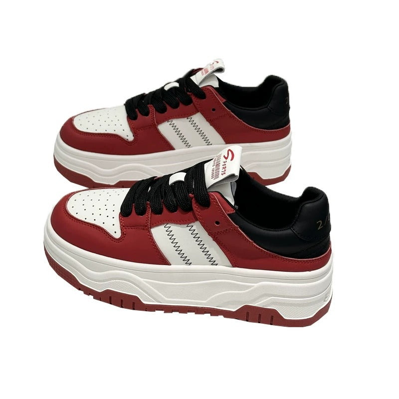 Women's Platform White Spring Black Lightweight Trendy Sneakers