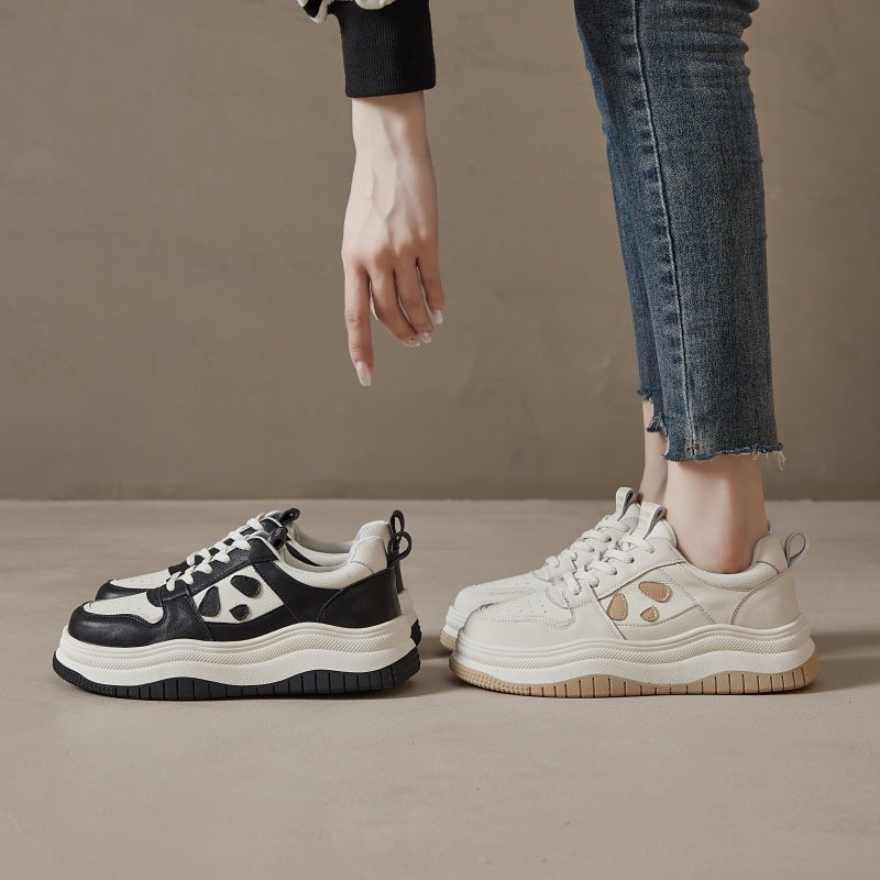 Women's Autumn Korean Style Versatile Black White Color Sneakers