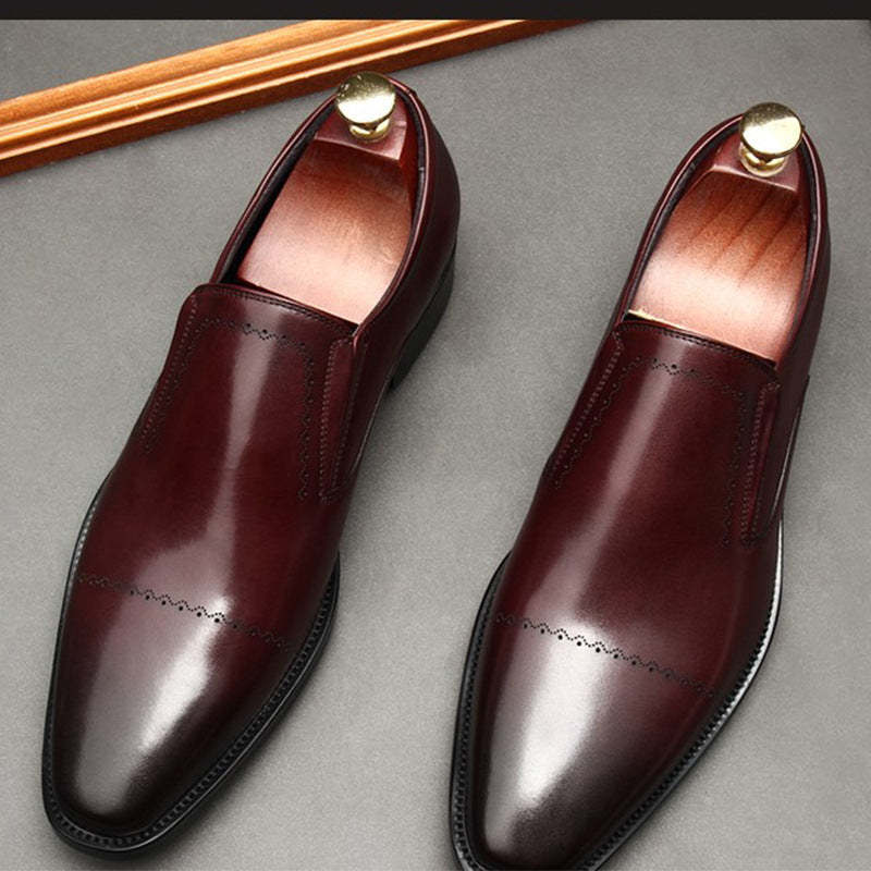 Men's Slip-on First Layer Cowhide British Formal Wear Business Leather Shoes