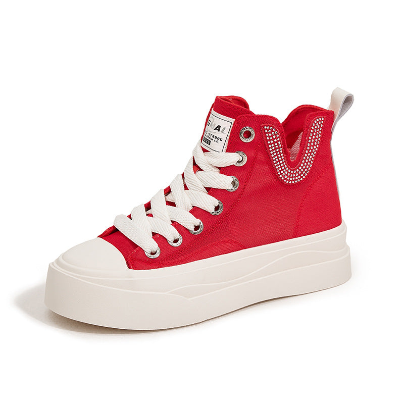 Women's Summer Breathable Mesh Red Fashion Canvas Shoes