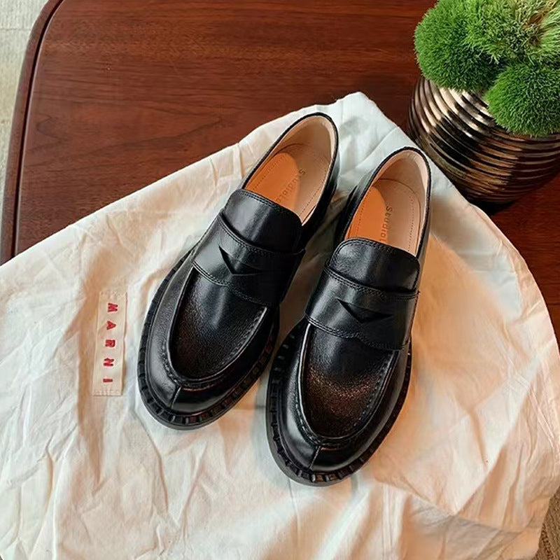 Women's British Vintage Fashion Round Toe Soft Heels