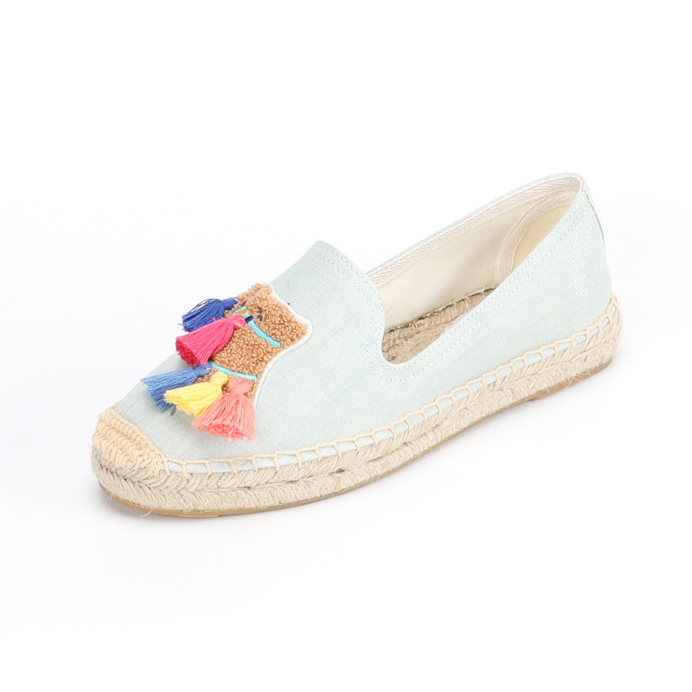 Women's Single Straw Fisherman Linen Flat Leisure Canvas Shoes