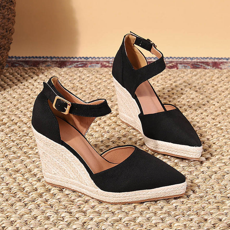 Women's Toe Wedge Pumps Platform High Hollow Sandals