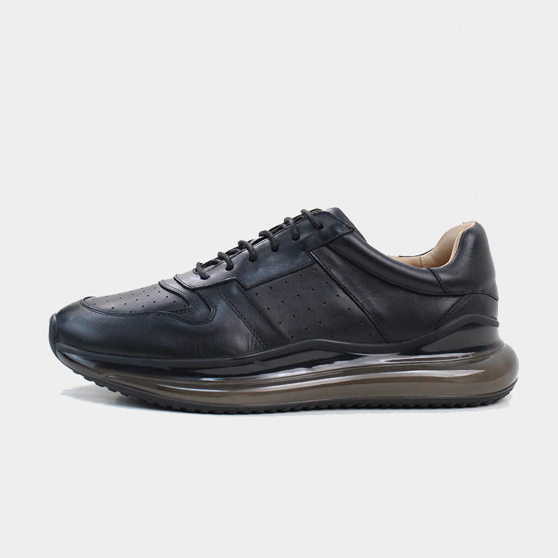 Men's First Layer Cowhide Running Thick Bottom Sneakers