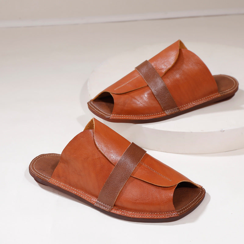 Women's Ancient Square Head Color Matching Soft Sandals
