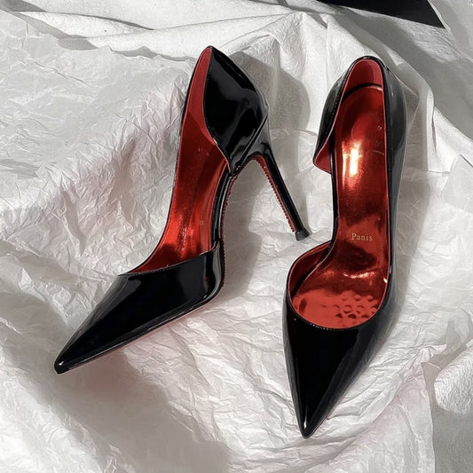 With Diamond Low-cut High Fine Black Side Women's Shoes