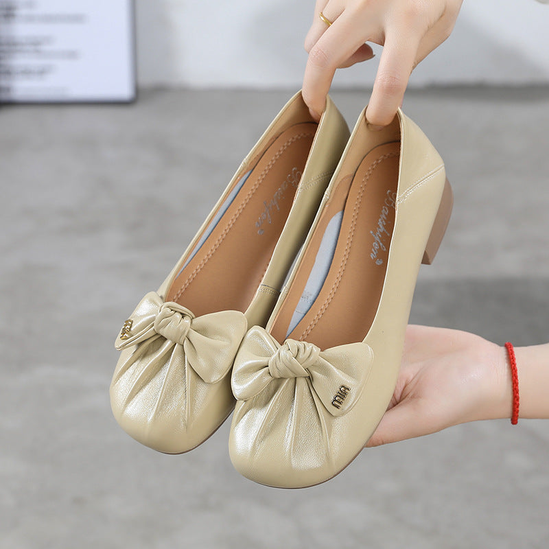 Women's Summer Shallow Mouth Round Head Slip-on Casual Shoes