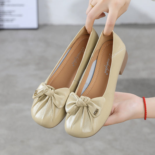 Women's Summer Shallow Mouth Round Head Slip-on Casual Shoes