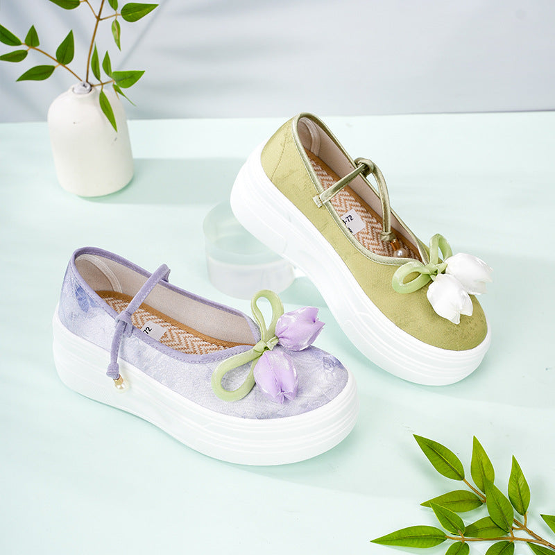 Women's Thick-soled Increased Pumps Performance Ancient Han Canvas Shoes