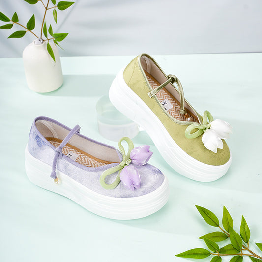Women's Thick-soled Increased Pumps Performance Ancient Han Canvas Shoes