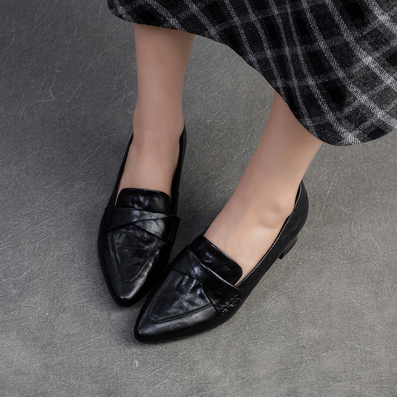 Women's Shu Spring Low-cut British Style Sheepskin Loafers