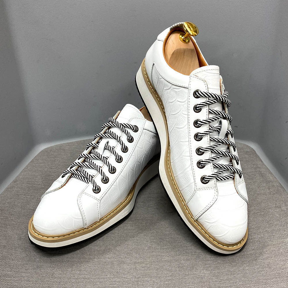 Men's Genuine Platform Daily Pumps Fashion Crocodile Leather Shoes