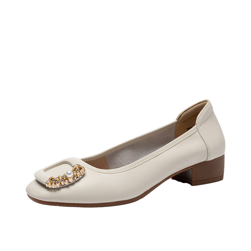 Women's Style Rhinestone Low-cut Pumps Elegant French Casual Shoes