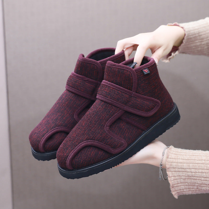Winter Thermal Thicker Velcro Vamp Widened Fattened Men's Shoes