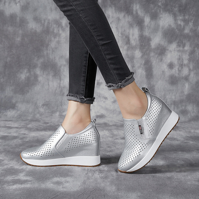 Women's Source Summer Hidden White Travel Slip-on Lazy Heels