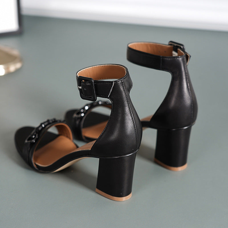 Women's Summer Fashion Open Toe Real High-heeled Heels