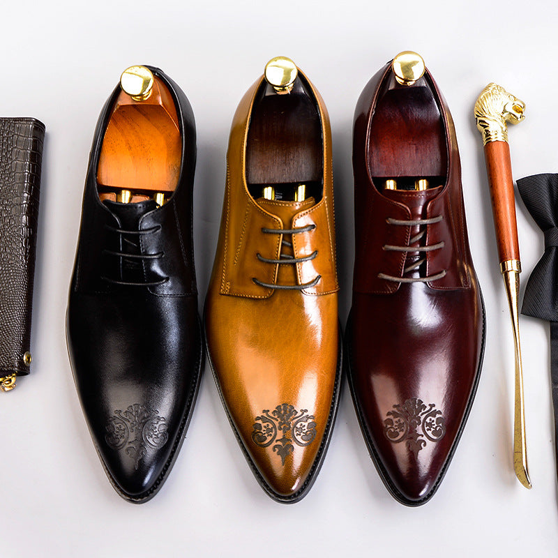 Men's Formal Business British Style Carving Derby Leather Shoes
