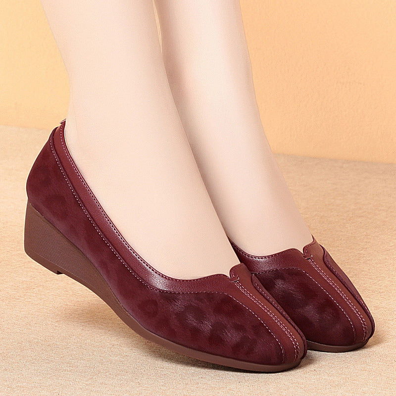 Women's Versatile Single-layer Round Toe Wedge Soft Not Tired Feet Women's Shoes