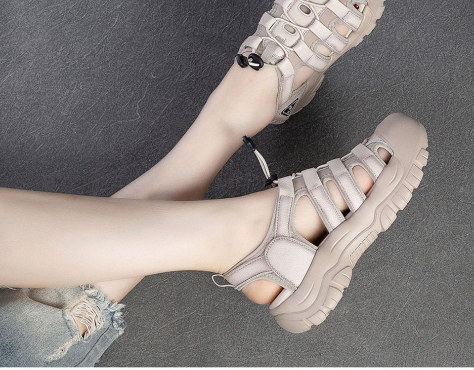 Women's Toe Sports Summer Breathable Board Cowhide Sandals
