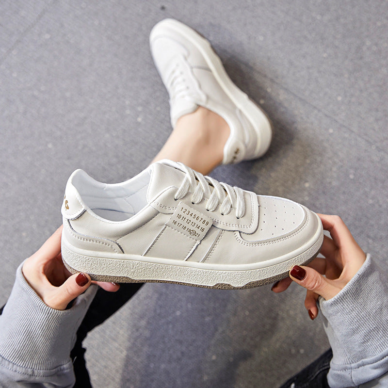 Women's White Genuine Flat Sports Pumps Plus Women's Casual Shoes